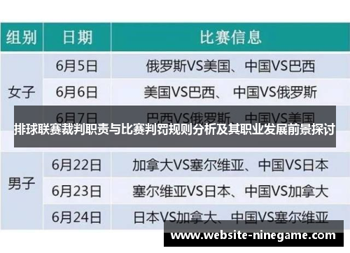 排球联赛裁判职责与比赛判罚规则分析及其职业发展前景探讨
